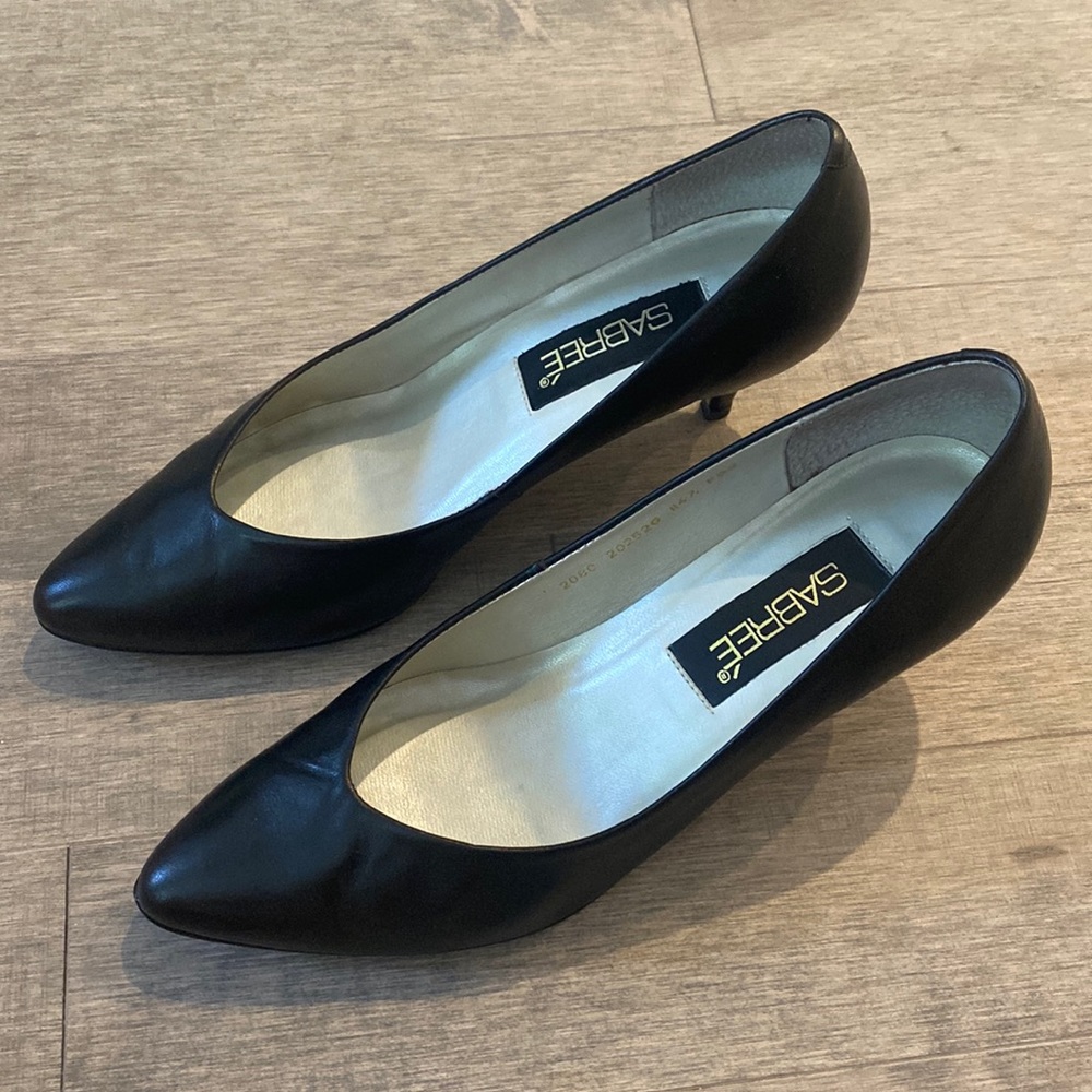 Vintage Black Leather Heels